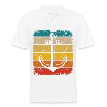 Vintage Square und Segeln 1 - - Männer Poloshirt - Weiß - Vorne - Kai (181cm)