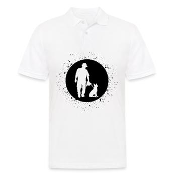 Kreis mit Spritzen und Hund - (4) - Männer Poloshirt - Weiß - Vorne - Kai (181cm)