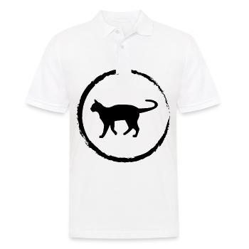 CRICLE AND CAT - - Men's Polo Shirt - white - Front - Kai (181cm)