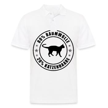 80% Baumwolle 20% Katzenhaare 1 - - Männer Poloshirt - Weiß - Vorne - Kai (181cm)