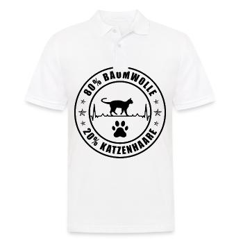 80% Baumwolle 20% Katzenhaare 2 - - Männer Poloshirt - Weiß - Vorne - Kai (181cm)