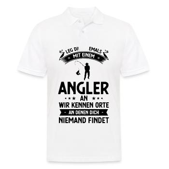 Bein Dich Niemals mit einem Angler Angler, ein Wen - Männer Poloshirt - Weiß - Vorne - Kai (181cm)