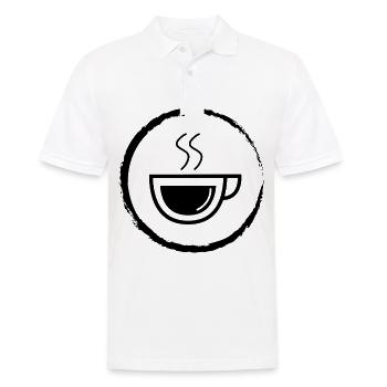 Corrik und Kaffee - - Männer Poloshirt - Weiß - Vorne - Kai (181cm)
