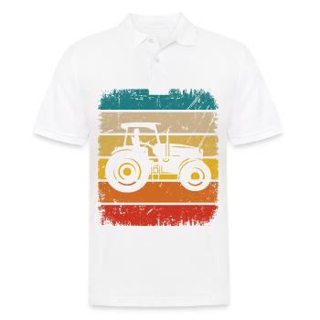 Vintage Square und Landwirtschaft 1 - - Männer Poloshirt - Weiß - Vorne - Kai (181cm)