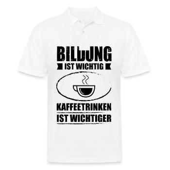 Bildung ist wichtig kaffeeetrinken ist wichtiger - - Männer Poloshirt - Weiß - Vorne - Kai (181cm)