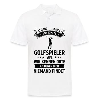 Bein Dich Niemals mit einem Golfspieler mit einem - Männer Poloshirt - Weiß - Vorne - Kai (181cm)