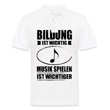 Bildung ist wichtig Musik spielen ist wichtiger - - Männer Poloshirt - Weiß - Vorne - Kai (181cm)