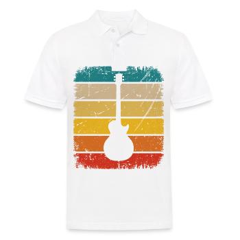 Carré vintage et guitare - - Polo Homme - blanc - Devant - Kai (181cm)