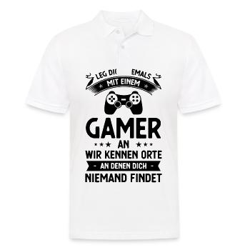 Bein Dich Niemals mit einem Gamer ein Wen Kennen O - Männer Poloshirt - Weiß - Vorne - Kai (181cm)