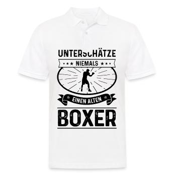 UNTSCHATZE NIEMALS EINEN ALTEN BOXER - - Männer Poloshirt - Weiß - Vorne - Kai (181cm)
