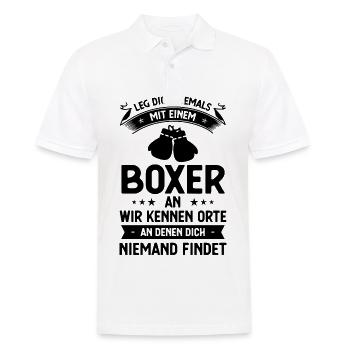 Bein Dich Niemals mit einem Boxer mit einem Kennen - Männer Poloshirt - Weiß - Vorne - Kai (181cm)