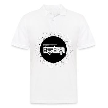 Circle with Splash and Fire Brigader - (2) - Men's Polo Shirt - white - Front - Kai (181cm)