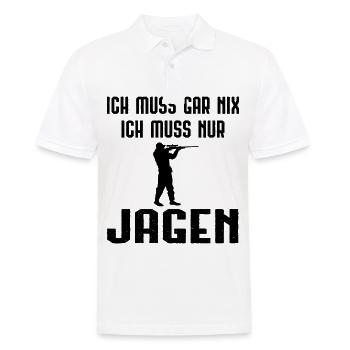Ich Muss Garnix ICH Muss Nur Jagen - - Männer Poloshirt - Weiß - Vorne - Kai (181cm)
