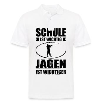 SCHULE IST WICHTIG JAGEN IST WICHTIGER - - Männer Poloshirt - Weiß - Vorne - Kai (181cm)