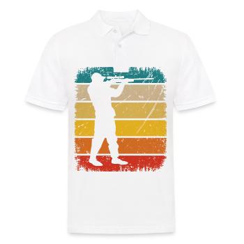 Vintage-Platz und Jagd 1 - - Männer Poloshirt - Weiß - Vorne - Kai (181cm)