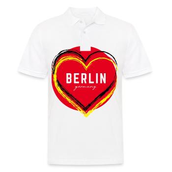 Berlin Deutschland Fan Flagge Design T Shirt - Männer Poloshirt - Weiß - Vorne - Kai (181cm)