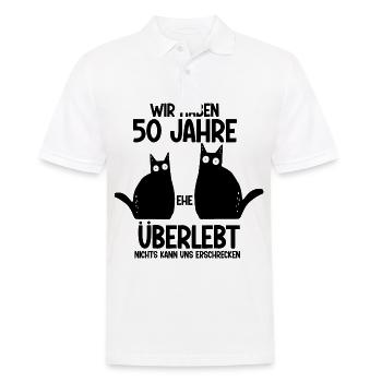 50 Jahre Ehe überlebt Goldende Hochzeit - Männer Poloshirt - Weiß - Vorne - Kai (181cm)