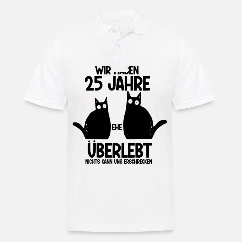 25 Jahre Ehe überlebt Silberhochzeit Hochzeitstag - Männer Poloshirt - Weiß