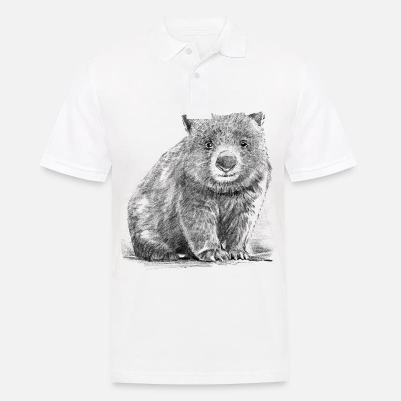 Wombat Realistic Handrawn - Männer Poloshirt - Weiß