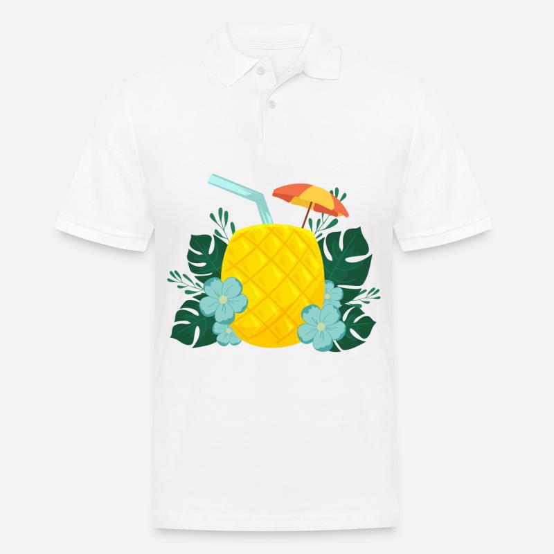 Pineapple Drink / Sommer / Sonne - Männer Poloshirt - Weiß