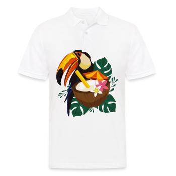 Toucan Sommer mit Sonne - Männer Poloshirt - Weiß - Vorne - Kai (181cm)