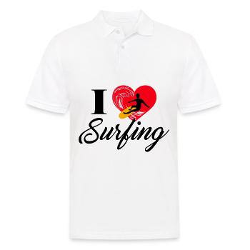 Ich liebe es zu Surfen - Männer Poloshirt - Weiß - Vorne - Kai (181cm)