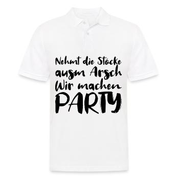 Nehmt die Stoecke ausm Arsch wir machen Party - Männer Poloshirt - Weiß - Vorne - Kai (181cm)