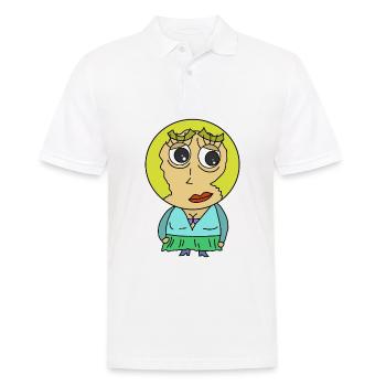 Rundkopf Frau Comicfigur blond Blondine Hübsch wtf - Männer Poloshirt - Weiß - Vorne - Kai (181cm)
