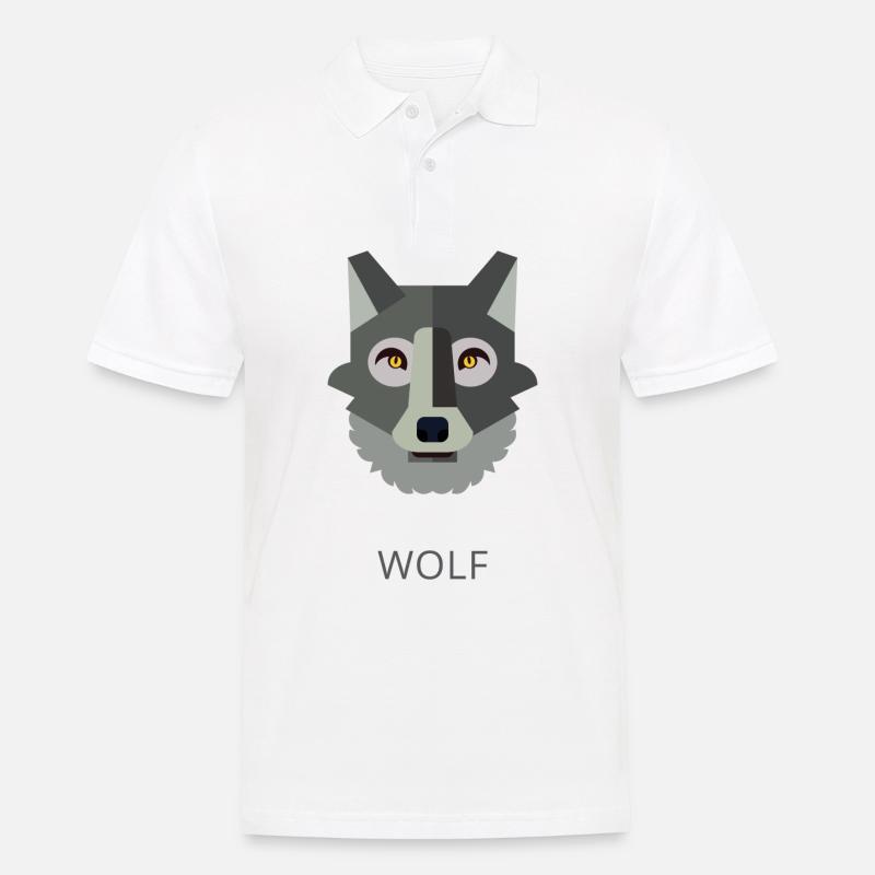 Wolf text grau - Männer Poloshirt - Weiß