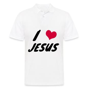 j'aime jésus - Polo Homme - blanc - Devant - Kai (181cm)