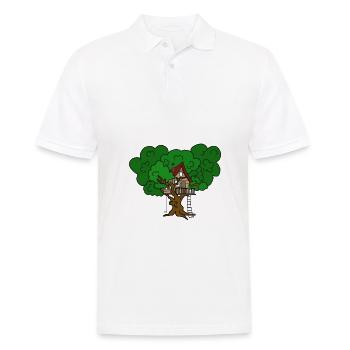 Baumhaus Baum Naturliebhaber Schaukel Leiter Kunst - Männer Poloshirt - Weiß - Vorne - Kai (181cm)