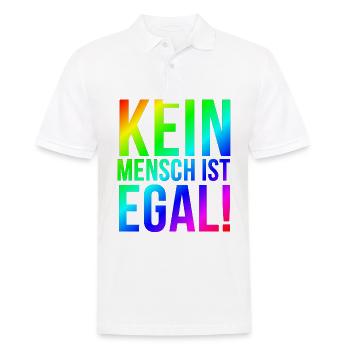 Antifa T-Shirt links gegen rechts Geschenkidee - Männer Poloshirt - Weiß - Vorne - Kai (181cm)