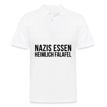 Nazis Essen Heimlich Falafel | Antifa Geschenkidee - Männer Poloshirt - Weiß - Vorne - Kai (181cm)