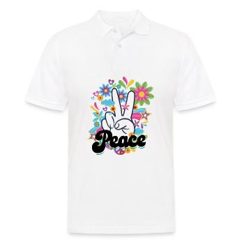 Hippies Peace | Hippie lifestyle 60s gift idea - Men's Polo Shirt - white - Front - Kai (181cm)