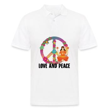 Hippie costume | Hippies outfit Peace gift ideas - Men's Polo Shirt - white - Front - Kai (181cm)