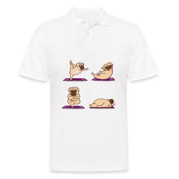 Yoga Mops | Pilates Sport Yogamatte Kurs Geschenke - Männer Poloshirt - Weiß - Vorne - Kai (181cm)