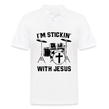 Schlagzeug Jesus | Schlagzeuger Musik Geschenkidee - Männer Poloshirt - Weiß - Vorne - Kai (181cm)
