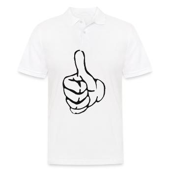 Thumbs up génial super cadeau de première classe - Polo Homme - blanc - Devant - Kai (181cm)