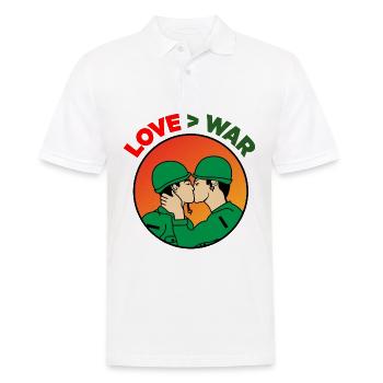 l’amour au lieu de la guerre paix combat - Polo Homme - blanc - Devant - Kai (181cm)
