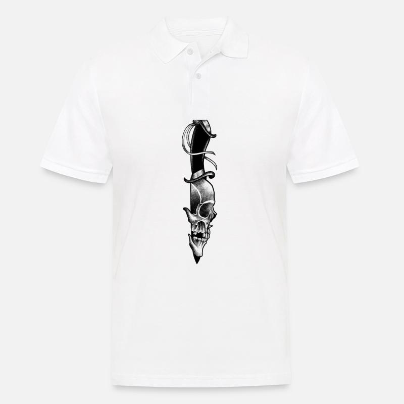 Totenkopf im Dotwork-Stil - Männer Poloshirt - Weiß