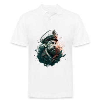 Le capitaine et son voilier, marin - Polo Homme - blanc - Devant - Kai (181cm)