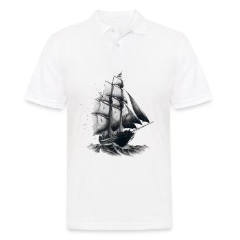 Segelschiff auf hoher See: Freiheit und Abenteuer - Männer Poloshirt - Weiß - Vorne - Kai (181cm)