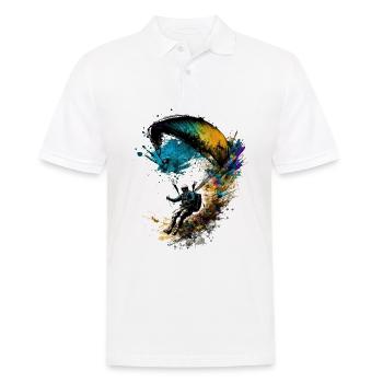 Hoch hinaus, Gleitschirmflieger in Action - Männer Poloshirt - Weiß - Vorne - Kai (181cm)