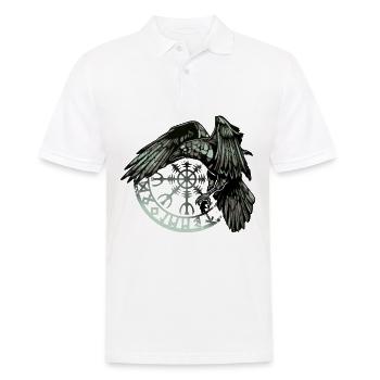 Grüne Wikingerkrähe und Runensymbol - Männer Poloshirt - Weiß - Vorne - Kai (181cm)