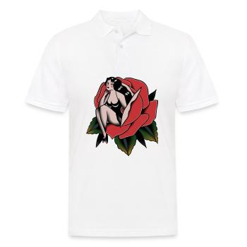 Old-School-Pin up rosa rot - Männer Poloshirt - Weiß - Vorne - Kai (181cm)