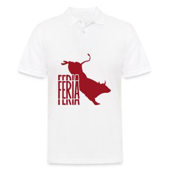 Feria - Logo couleur rouge / blanc & taureau - Polo Homme - blanc - Devant - Kai (181cm)