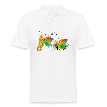 Beau design jazz pour les fans de jazz et les saxophonistes - Polo Homme - blanc - Devant - Kai (181cm)