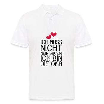 Ich muss nicht NEIN sagen ich bin die Oma Spruch - Männer Poloshirt - Weiß - Vorne - Kai (181cm)