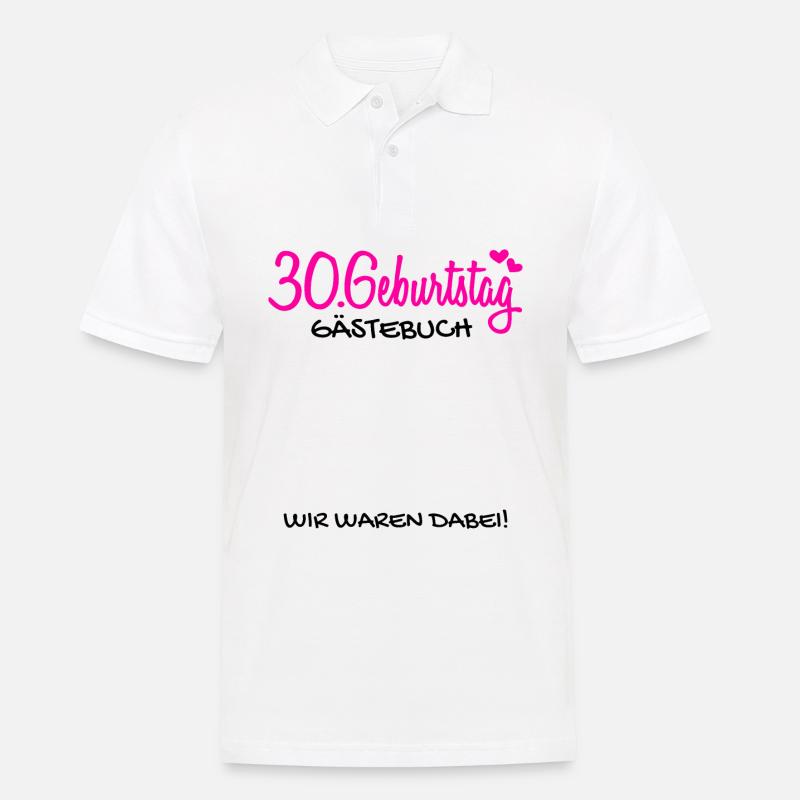 30 Geburtstag Gästebuch Deko Geschenk - Männer Poloshirt - Weiß