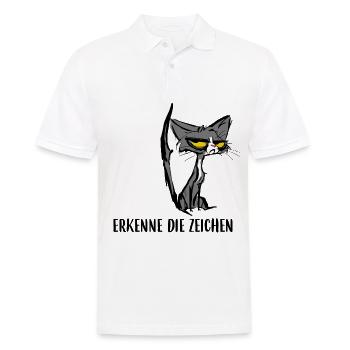 Erkenne Die Zeichen Katze Sarkasmus Mittelfinger - Männer Poloshirt - Weiß - Vorne - Kai (181cm)